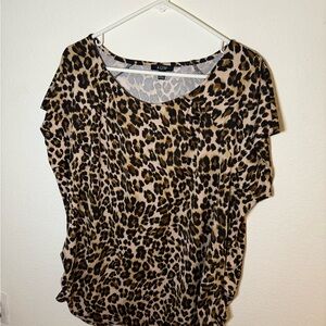AUW Brown and Black Boxy Short Sleeve Blouse